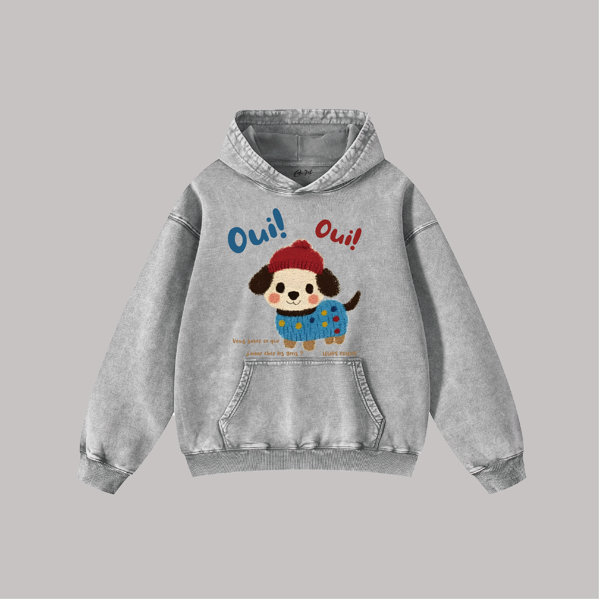 Oui Oui Puppy - Oversize Vintage Hoodie